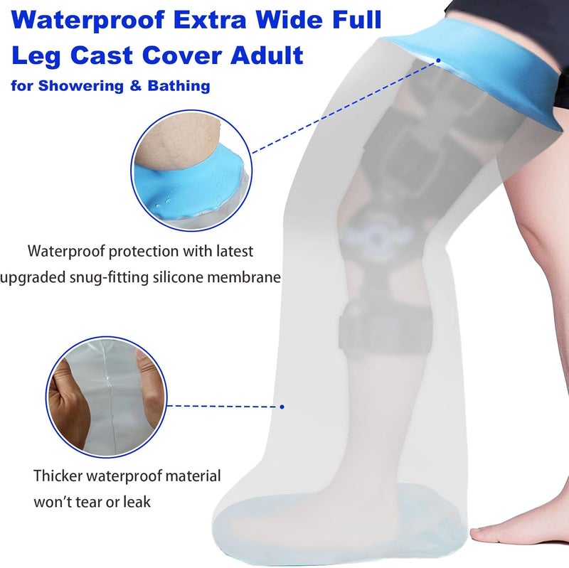 Tideshake Extra Wide Full Leg Cast Cover for Shower after Knee Surgeries with Non-Slip Bottom for Leg Wounds, Bandage, Large Cast, Knee Immobilizer/Brace, Walking Boots, Reusable(39 in. long) - Image 5